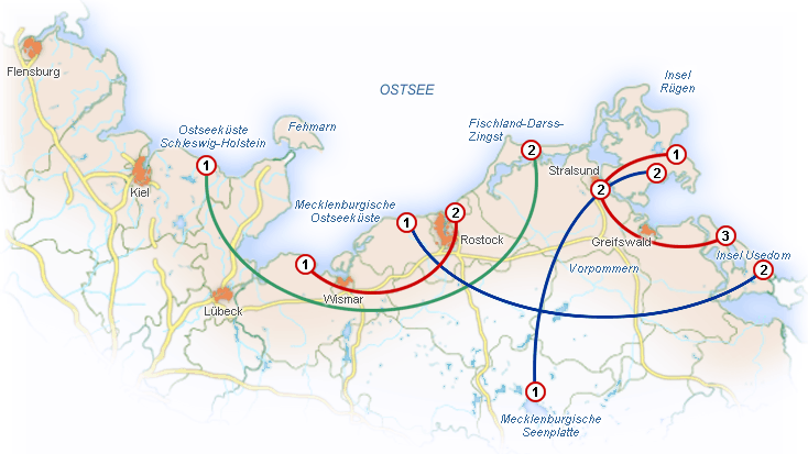 Karte Ostsee Rundreisen - Beispiele