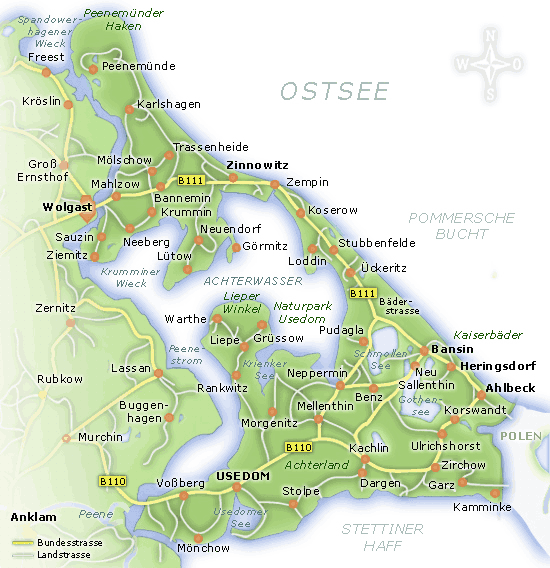 Karte Hotels Insel Usedom